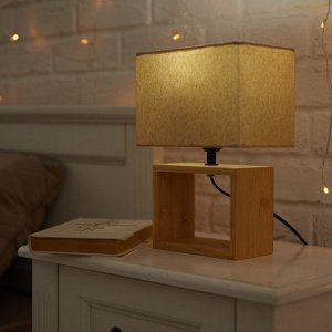 Настольная лампа (светильник настольный) декоративный под лампу Е27, 40W, механический выключатель, светло-серый, UML-B401 E27 LIGHT GREY/WOOD