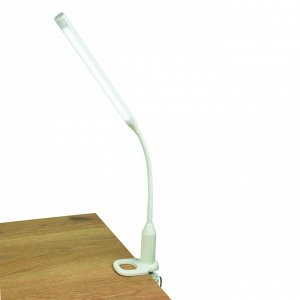 Настольная лампа (светильник настольный) светодиодный на струбцине, 7W, сенсорный выключатель, диммер, белый, TLD-572 White/LED/500Lm/4500K/Dimmer