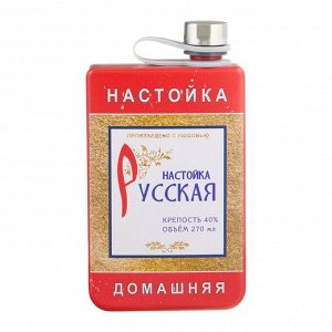 Фляжка для алкоголя и воды "Русская настойка", нержавеющая сталь, подарочная, 270 мл, 9 oz