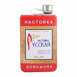 Фляжка для алкоголя "Русская настойка", нержавеющая сталь, подарочная, 270 мл, 9 oz