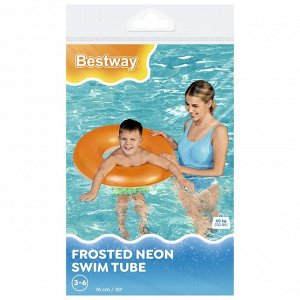 Круг для плавания Bestway «Неоновый иней», надувной, d=76 см, от 3-6 лет, МИКС, 36024