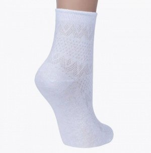 Женские однотонные высокие носки с сетчатым узором (рис 1) цвет Белый (0) НАШЕ