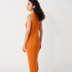 Платье в рубчик, оранжевый