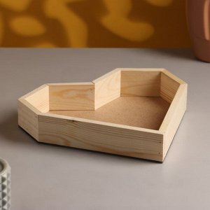 Кашпо деревянное 25x4.5 см "Сердце" подарочное, натуральный