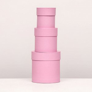 Набор шляпных коробок 3 в 1 "Розовый", 15 х 15 - 13 х 13 см