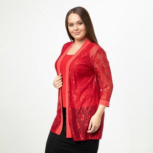 Кардиган, трикотаж, красный, Красный
