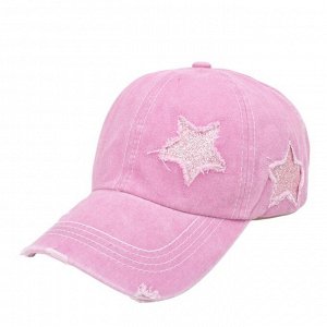 Женская кепка с потертым эффектом и отверстием для волос, с блесками, розовый