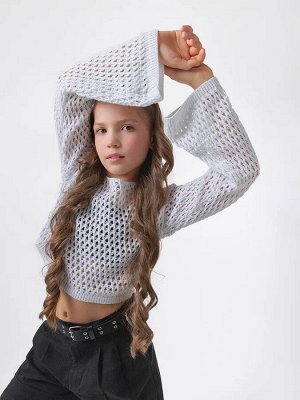 Свитер детский с расклешенными рукавами Amarobaby LATTICE, цвет белый