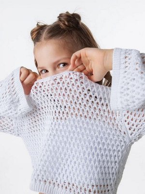 Свитер детский с расклешенными рукавами Amarobaby LATTICE, цвет белый