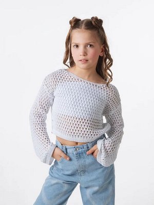 Свитер детский с расклешенными рукавами Amarobaby LATTICE, цвет белый