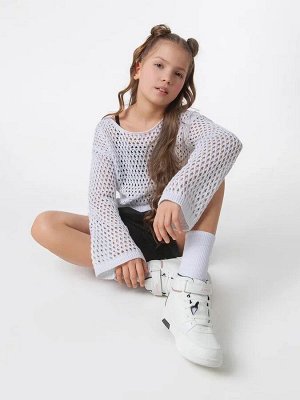 Свитер детский с расклешенными рукавами Amarobaby LATTICE, цвет белый