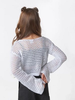Свитер детский с расклешенными рукавами Amarobaby LATTICE, цвет белый