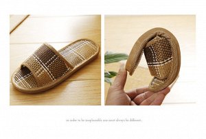 Тапочки домашние плетеные с открытым носком, коричневые