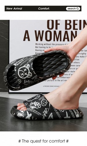 Тапочки женские с открытым носком из материала EVA, белые с рисунком