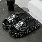 Тапочки женские с открытым носком из материала EVA, черные с рисунком