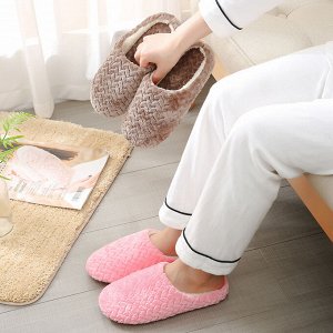 Тапочки женские домашние плюшевые с закрытым носком, фиолетовые с белым кантом