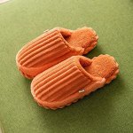 Тапочки женские домашние плюшевые с закрытым носком, оранжевые