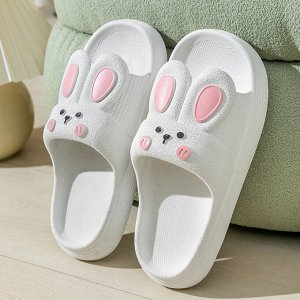 Тапочки женские с открытым носком из материала EVA, белые с дизайном в виде кролика