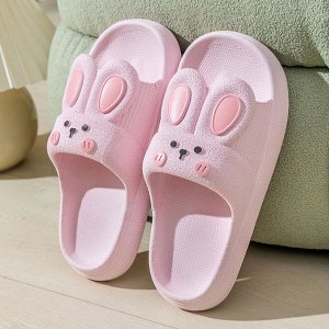 Тапочки женские с открытым носком из материала EVA, розовые с дизайном в виде кролика