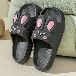 Тапочки женские с открытым носком из материала EVA, черные с дизайном в виде кролика