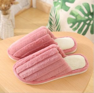 Тапочки женские домашние плюшевые с закрытым носком, красно-розовые с белой стелькой