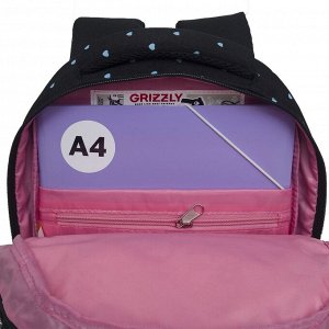 Рюкзак школьный GRIZZLY с карманом для ноутбука 13", анатомической спинкой, для девочки