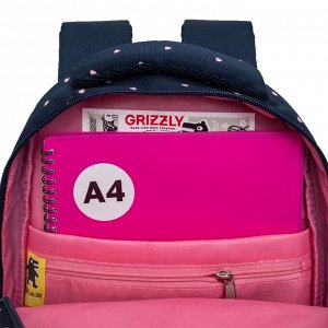 Рюкзак школьный GRIZZLY с карманом для ноутбука 13", анатомической спинкой, для девочки