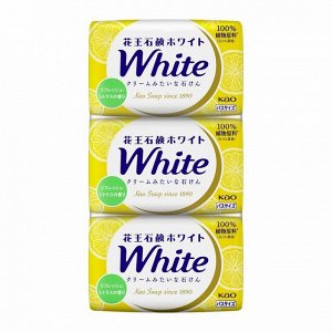 430236 "KAO" "White" Кремовое туалетное мыло с ароматом цитрусов (130 гр*3) 1/20