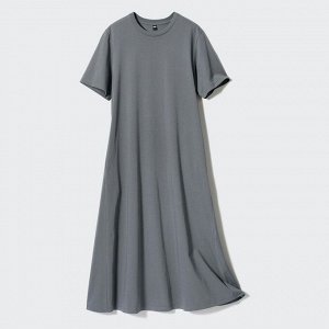 UNIQLO - платье с коротким рукавом из хлопка Airism (стандартная длина 114-125 см) - 09 BLACK