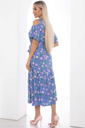 Платье "Марианна" (синее/цветы) П8852