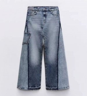ДЖИНСОВАЯ ЮБКА Z1975 PATCHWORK С РАЗРЕЗАМИ арт. 8228031, синий