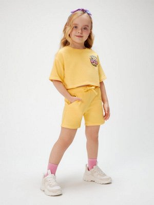 Комплект детский для девочек ((1)футболка и (2)шорты) Purim1 ярко желтый
