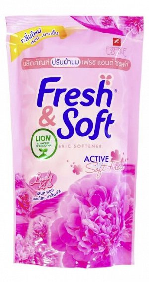 LION "Essence Fresh & Soft" Кондиционер для белья  550мл/500мл "Pink Elegance" (Lovely Kiss) (мяг.уп.) /Таиланд