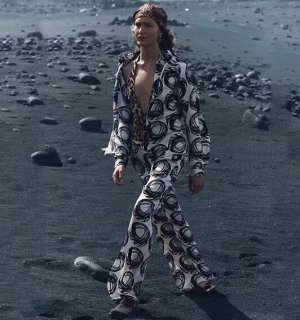 БЛУЗА С ПРИНТОМ арт. 4043044, черно-белый