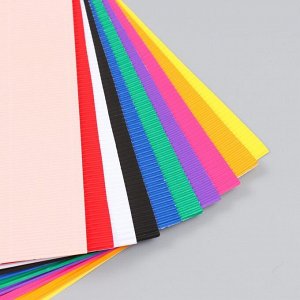 Картон гофрированный "Цветной" набор 10 листов МИКС формат А4