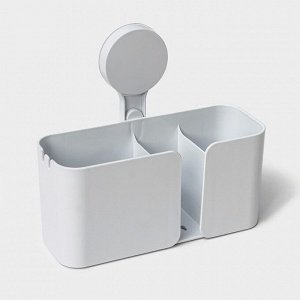 Полка для ванной Доляна Witlen, органайзер настенный, на липучке, 21x19x9 см, белая