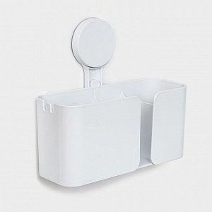Держатель для ванных принадлежностей на липучке Доляна, 21x19x9 см, цвет белый