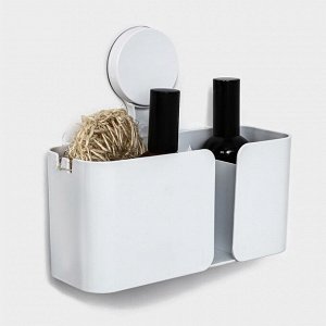 Полка для ванной Доляна Witlen, органайзер настенный, на липучке, 21x19x9 см, белая