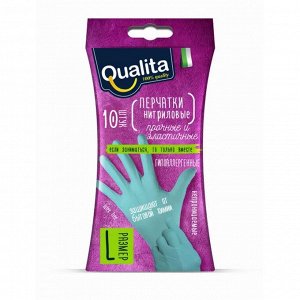 #Перчатки Qualita нитриловые L 10 шт