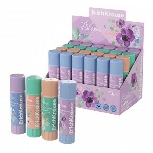 Клей-карандаш 13 г ErichKrause EasyStick Pastel Bloom PVP, экономичный расход, микс