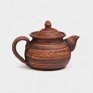 Чайник для заварки "Домашний", декор, красная глина, 0.8 л