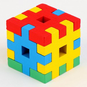 Головоломка деревянная "Цветной куб"