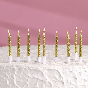 Набор свечи в торт "Спираль", 200шт, 5 см, золотой металлик
