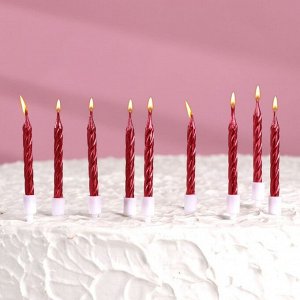 Набор свечи в торт "Спираль", 200шт, 5 см, красный металлик