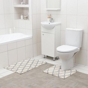Коврики для ванной и туалета Доляна AntiSlip, 2 шт., 50x80 см, 50x50 см
