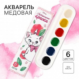 Акварель медовая «Кошечка Мари» Коты-аристократы, 6 цветов, в картонной коробке, без кисти