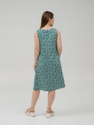 Легкое струящееся платье с карманами зеленое