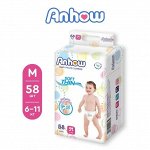 Подгузники-трусики ТМ Anhow M 6-11кг (58шт в уп)