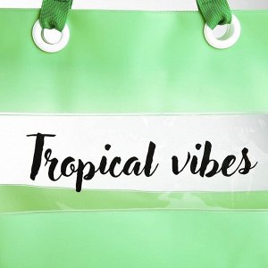 Сумка женская пляжная Tropical vibes, 50х35х11 см, зелёный цвет