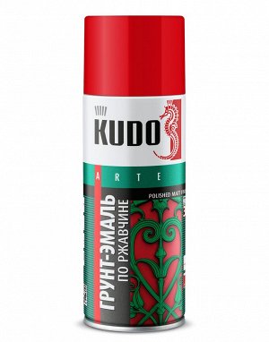 Грунт-эмаль гладкая матовая по ржавчине KUDO Красная насыщенная, 520 мл